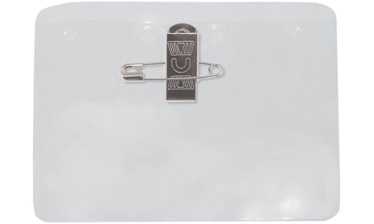 Portabadge in vinile con combinazione spilla/clip - inserto dim. 76 x 102 mm