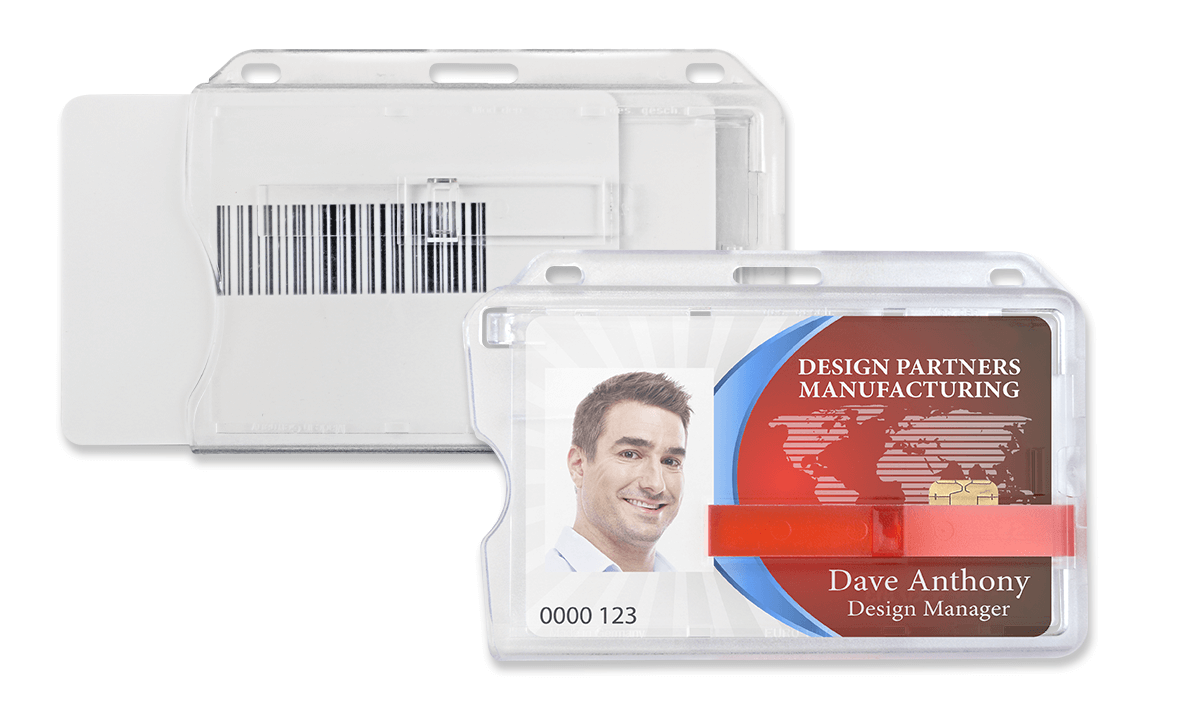 Portabadge Premium orizzontale rigido per una carta/tessera con dispositivo di scorrimento