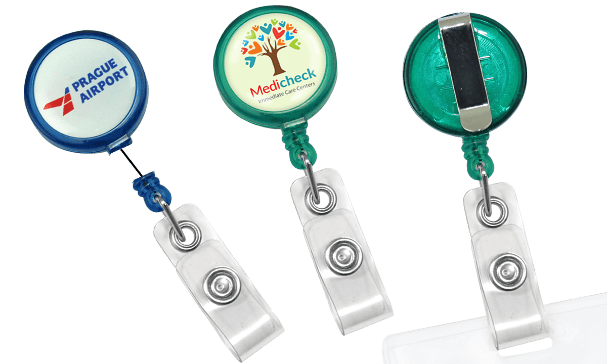 Portabadge avvolgibile rotondo Maxlabel traslucido personalizzabile