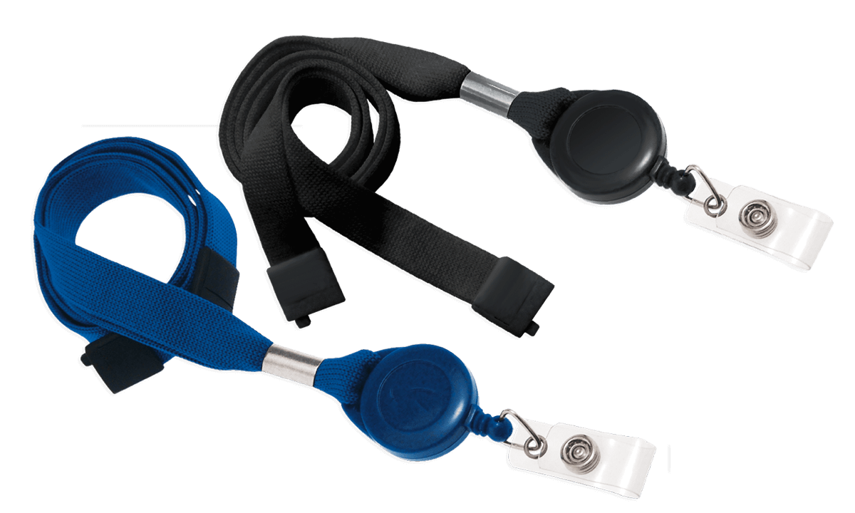Laccetti porta badge tubolari di 15 mm con clip di sicurezza e portabadge retrattile