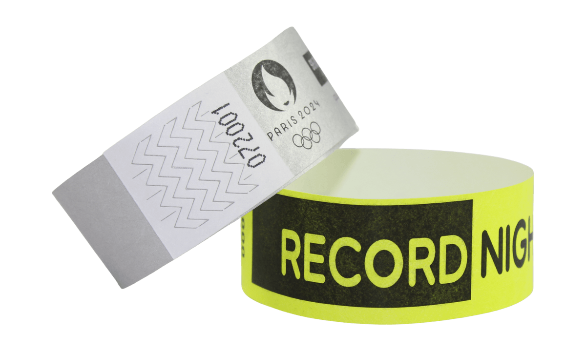 Braccialetti Short Stay in Tyvek personalizzabili con stampa in nero 25 mm