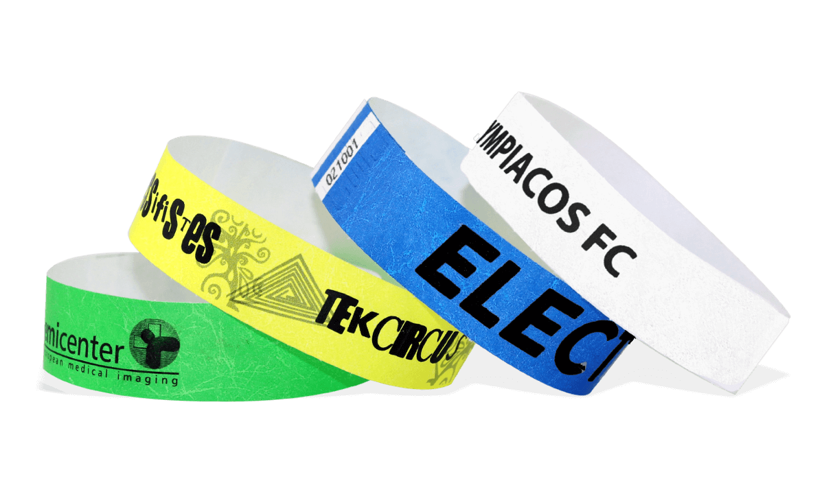 Braccialetti Short Stay in Tyvek personalizzabili con stampa in nero 19 mm