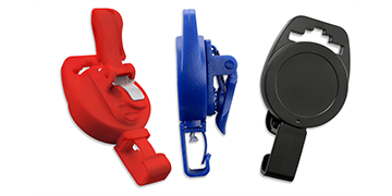Portabadge avvolgibile non magnetico con clip di plastica