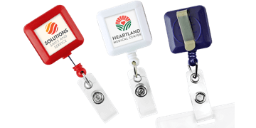Portabadge avvolgibile quadrato personalizzabile