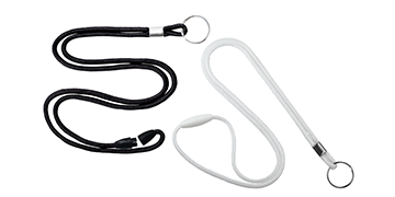 Laccetti portabadge rotondi di 3 mm con clip di sicurezza e anello metallico